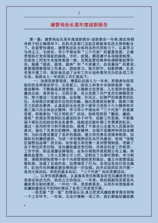 城管局处长某年度述职报告