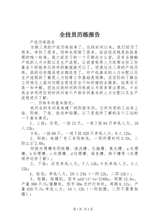 全技员历练报告 