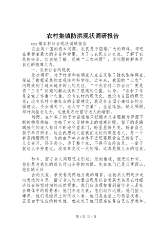 农村集镇防洪现状调研报告 