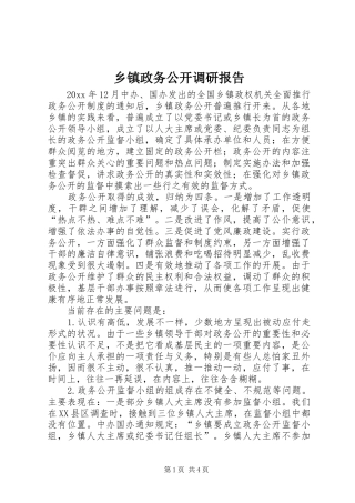 乡镇政务公开调研报告 