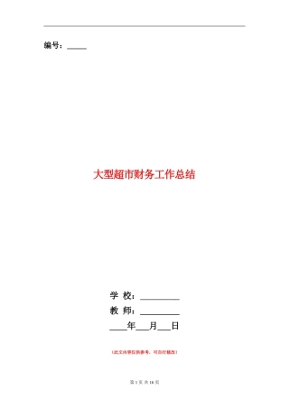 大型超市财务工作总结