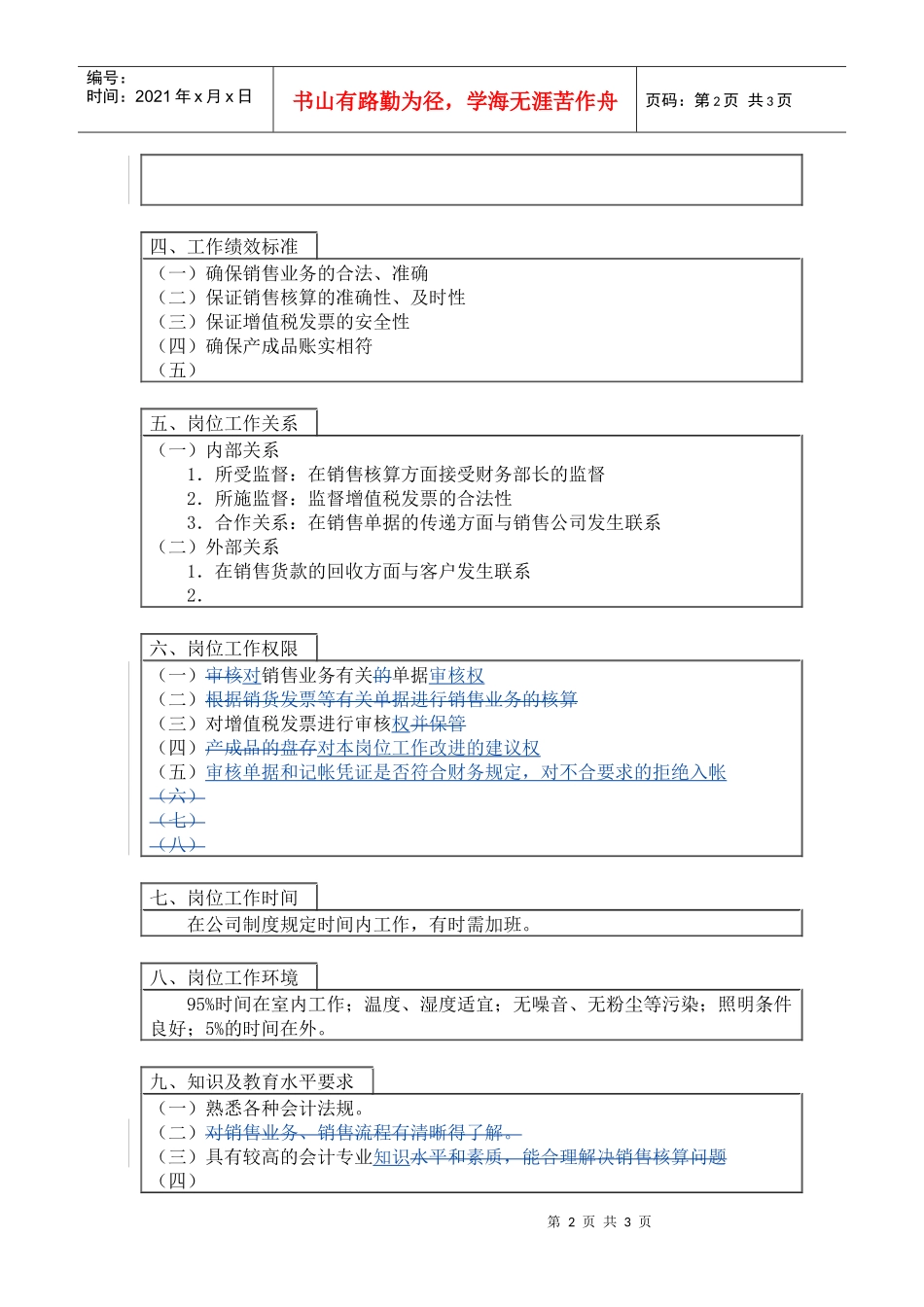 销售核算岗位说明书_第2页