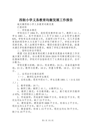西街小学义务教育均衡发展工作报告 