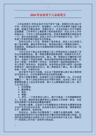 2017年业务员个人总结范文