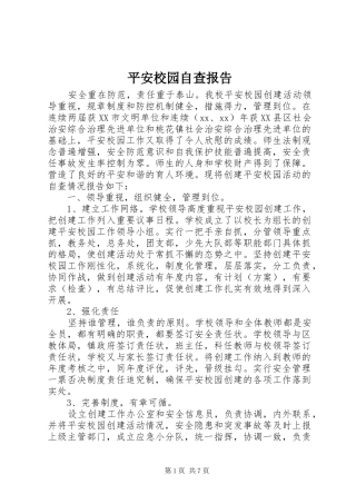 平安校园自查报告 