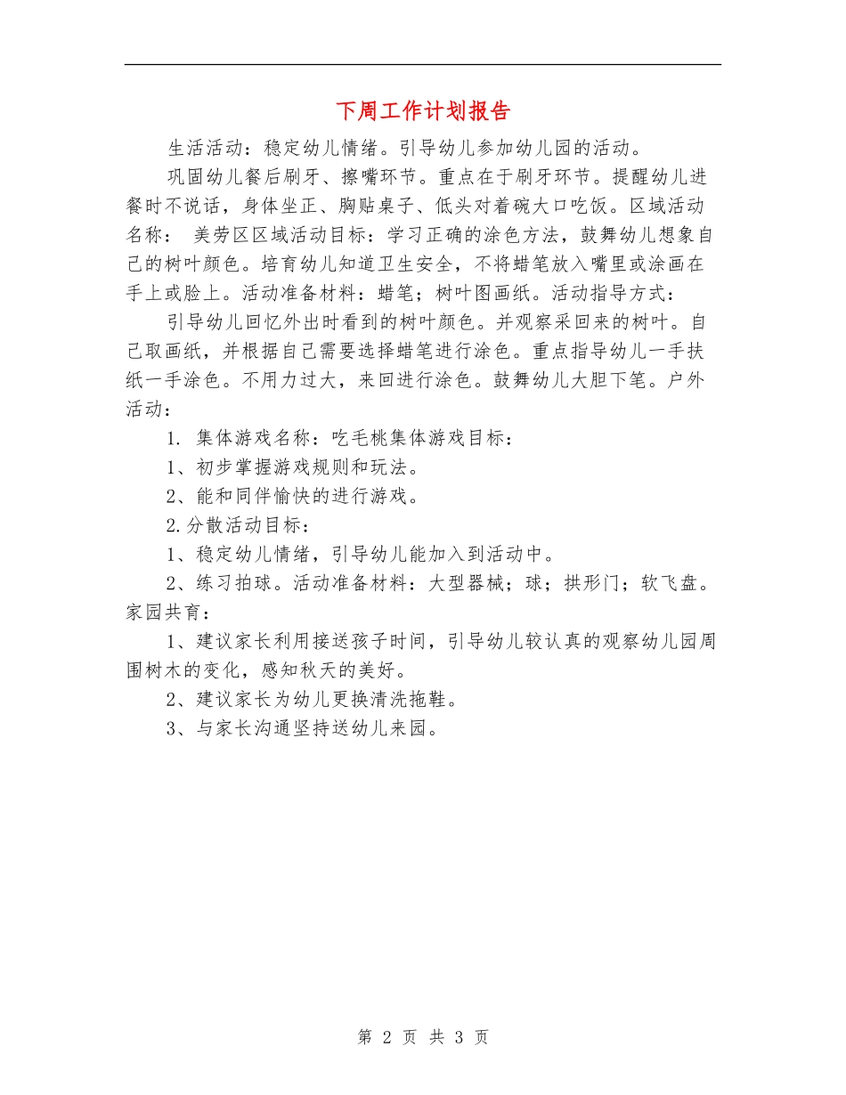 下周工作计划报告_第2页