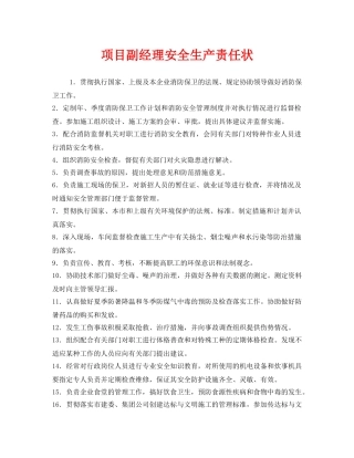 《安全管理文档》之项目副经理安全生产责任状 