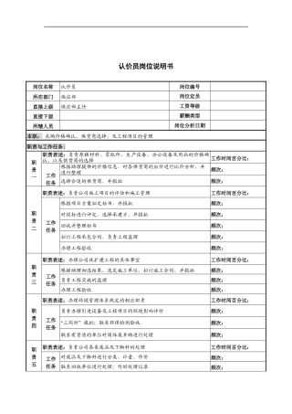 河北纪元光电公司供应部认价员岗位说明书