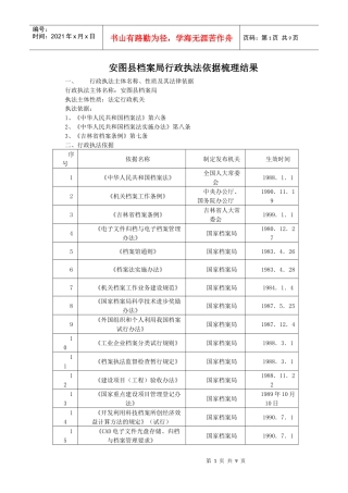 档案局-安图县档案局行政执法依据梳理结果
