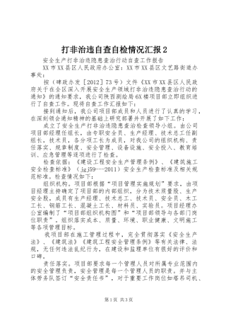 打非治违自查自检情况汇报2 