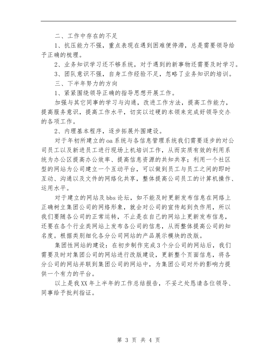 上半年公司信息中心工作总结_第3页