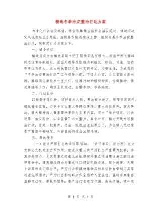 冬季治安整治行动方案