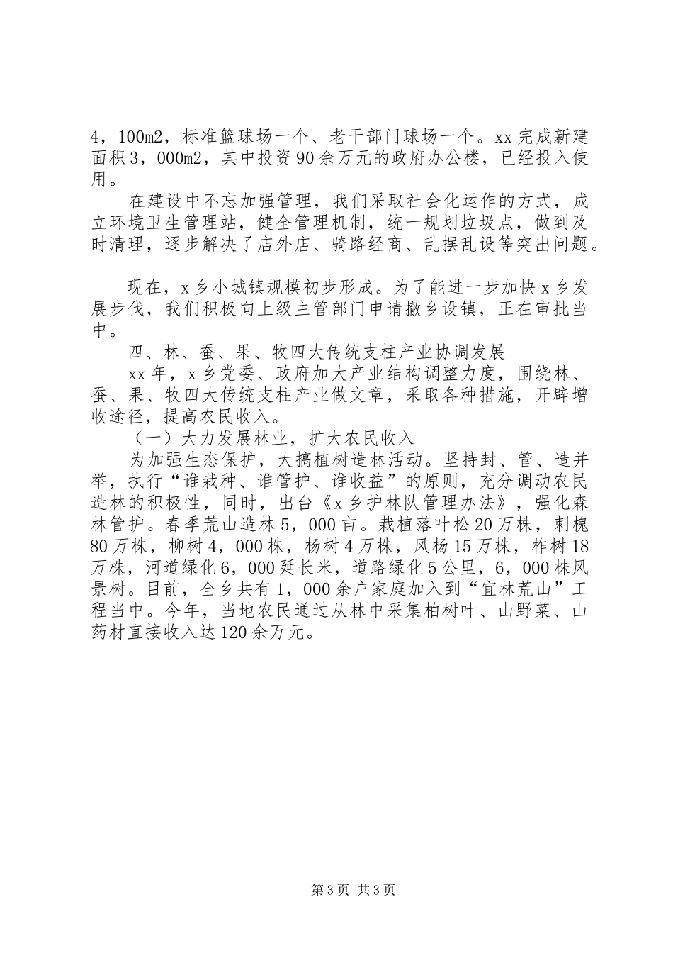 乡镇20XX年工作总结及XX年工作安排_第3页