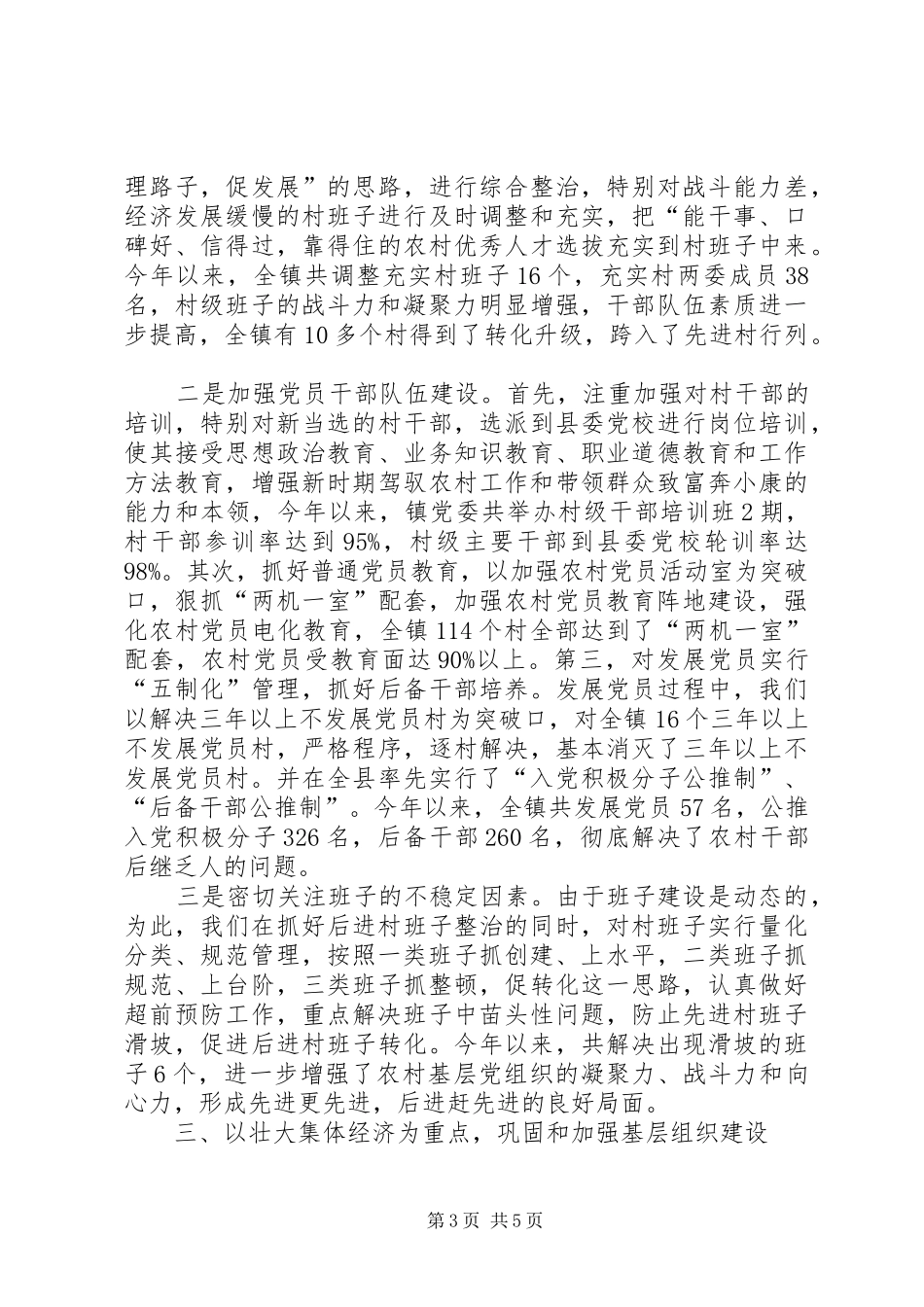 乡镇基层组织建设座谈会汇报材料 _第3页