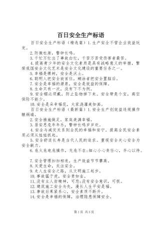 百日安全生产标语集锦