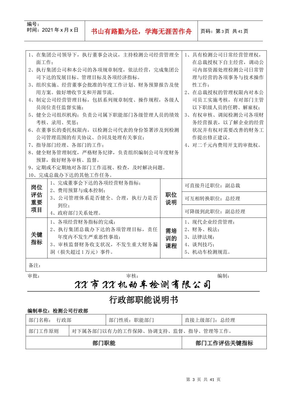 机动车(汽车)检测站岗位职责_第3页