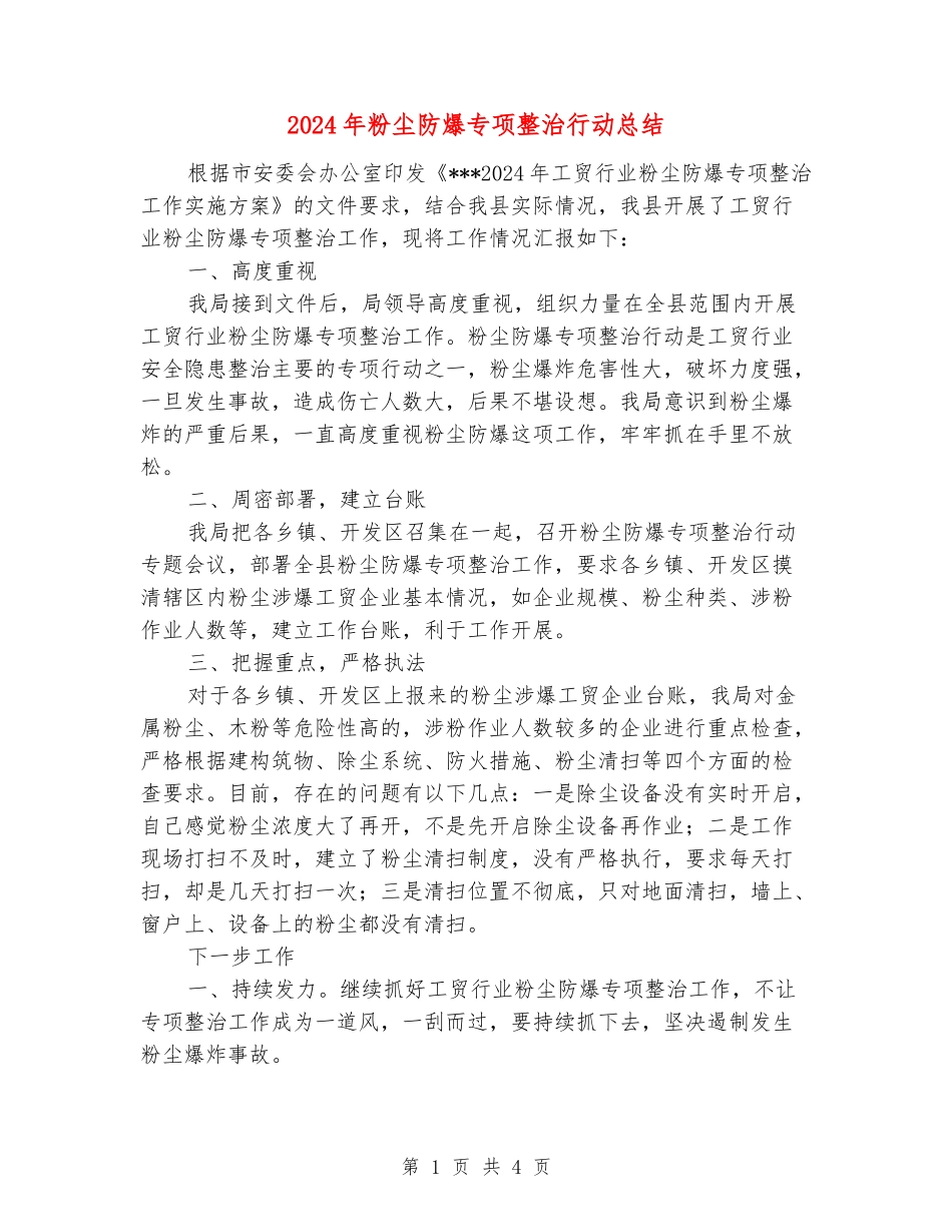 2024年粉尘防爆专项整治行动总结_第1页