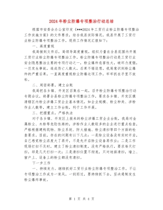 2024年粉尘防爆专项整治行动总结