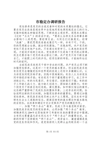 市稳定办调研报告 