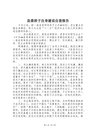 县委班子自身建设自查报告 