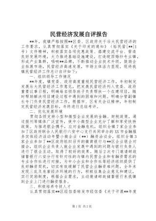 民营经济发展自评报告 