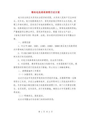 电线通道清理行动方案
