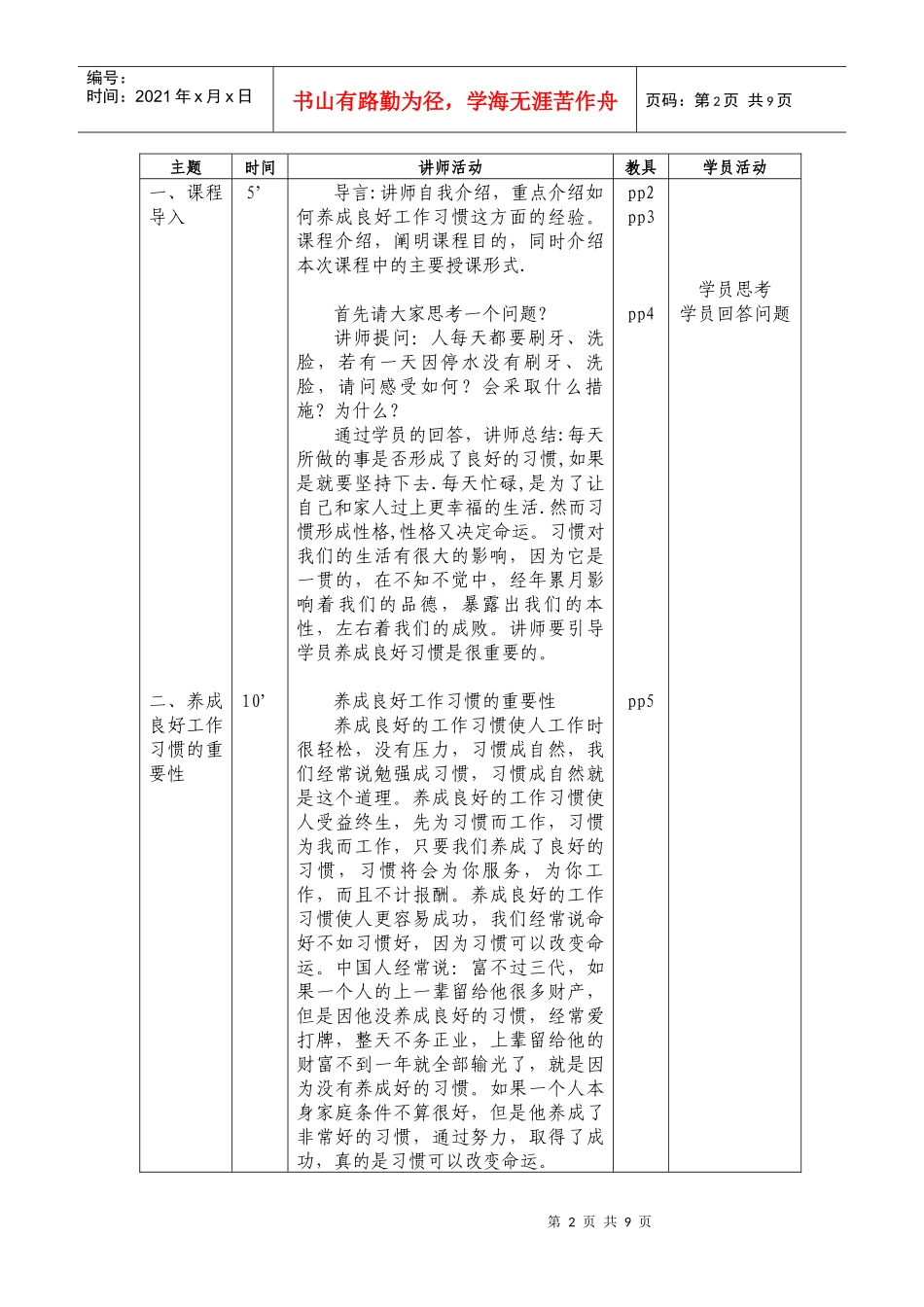 良好的工作习惯讲师手册_第3页