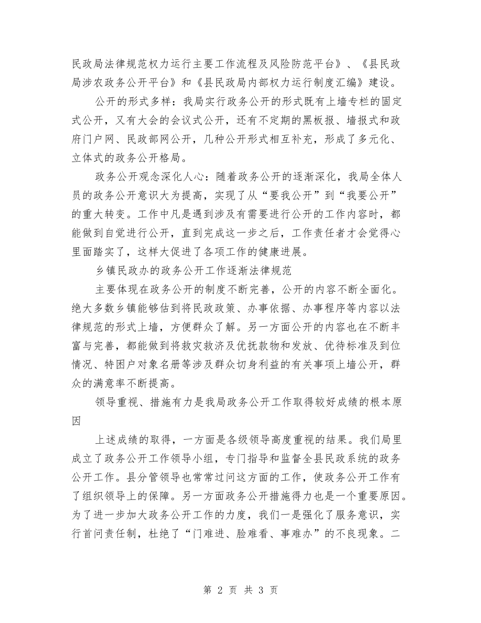 民政局政务公开总结材料_第2页