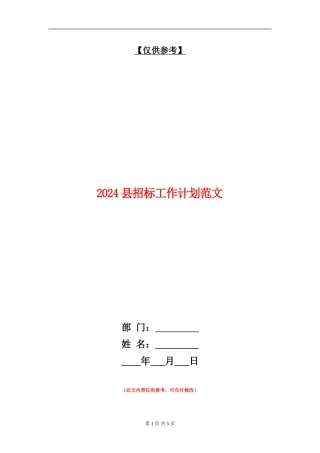 2024县招标工作计划范文