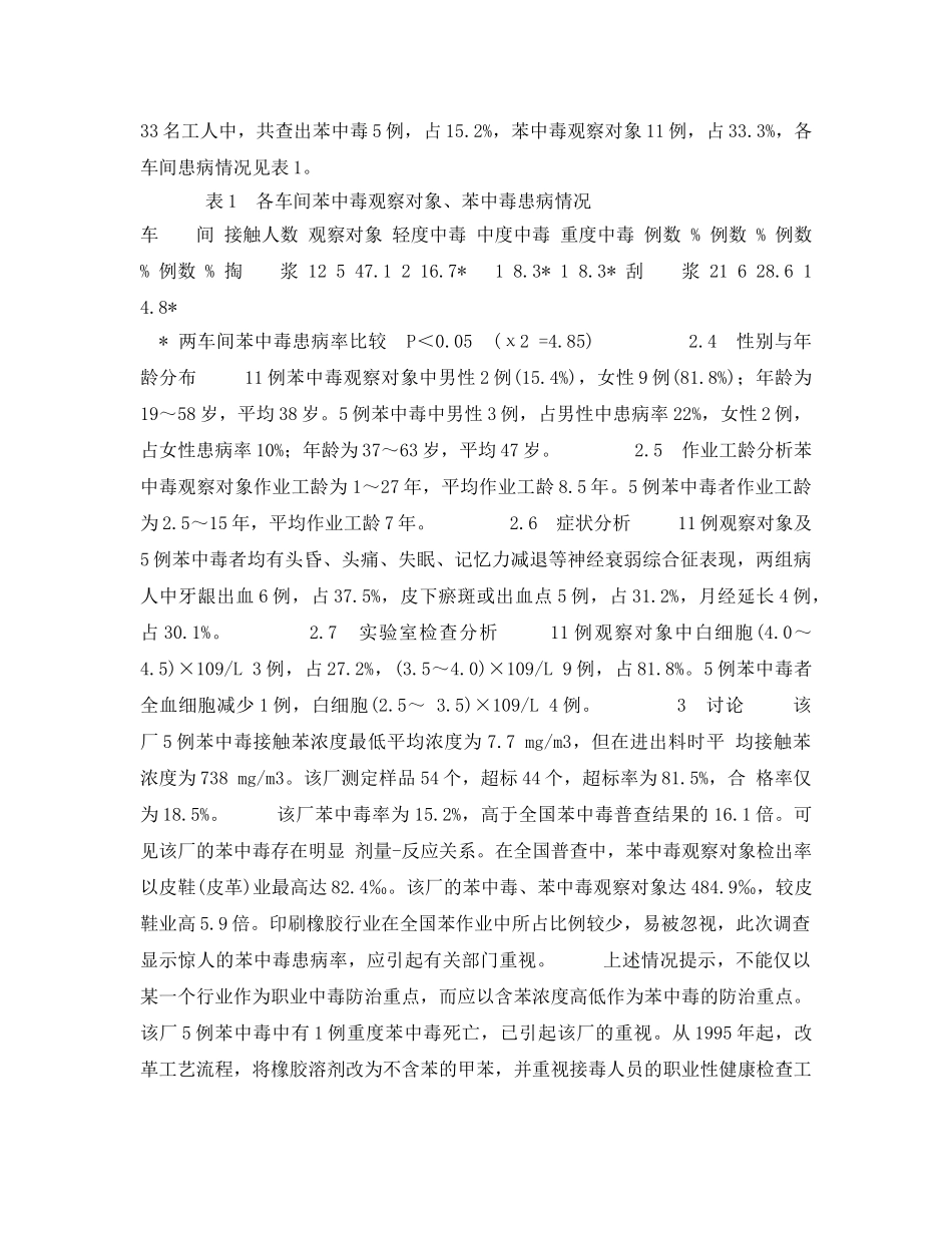 《安全管理职业卫生》之上海某印刷器材厂苯中毒调查 _第2页