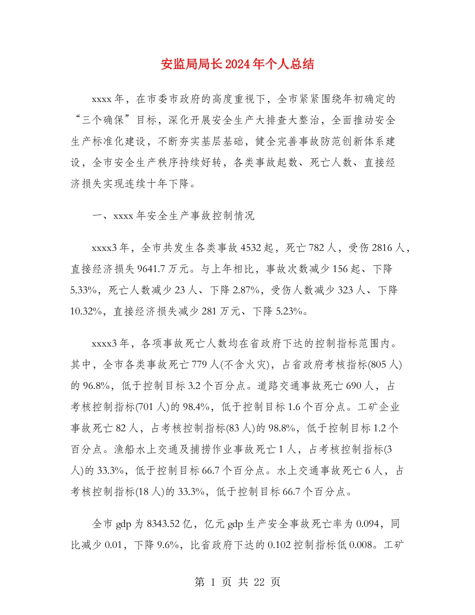 安监局局长2024年个人总结_第1页