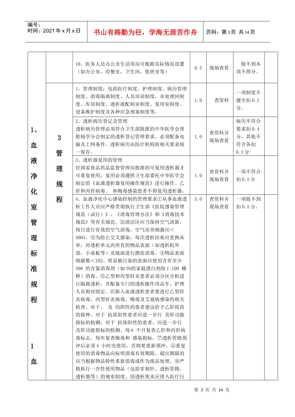 邢台市血液透析考核评价标准表_第3页