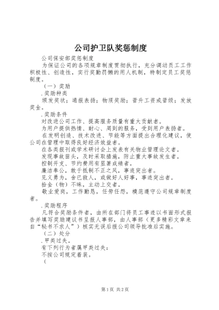 公司护卫队奖惩管理规章制度