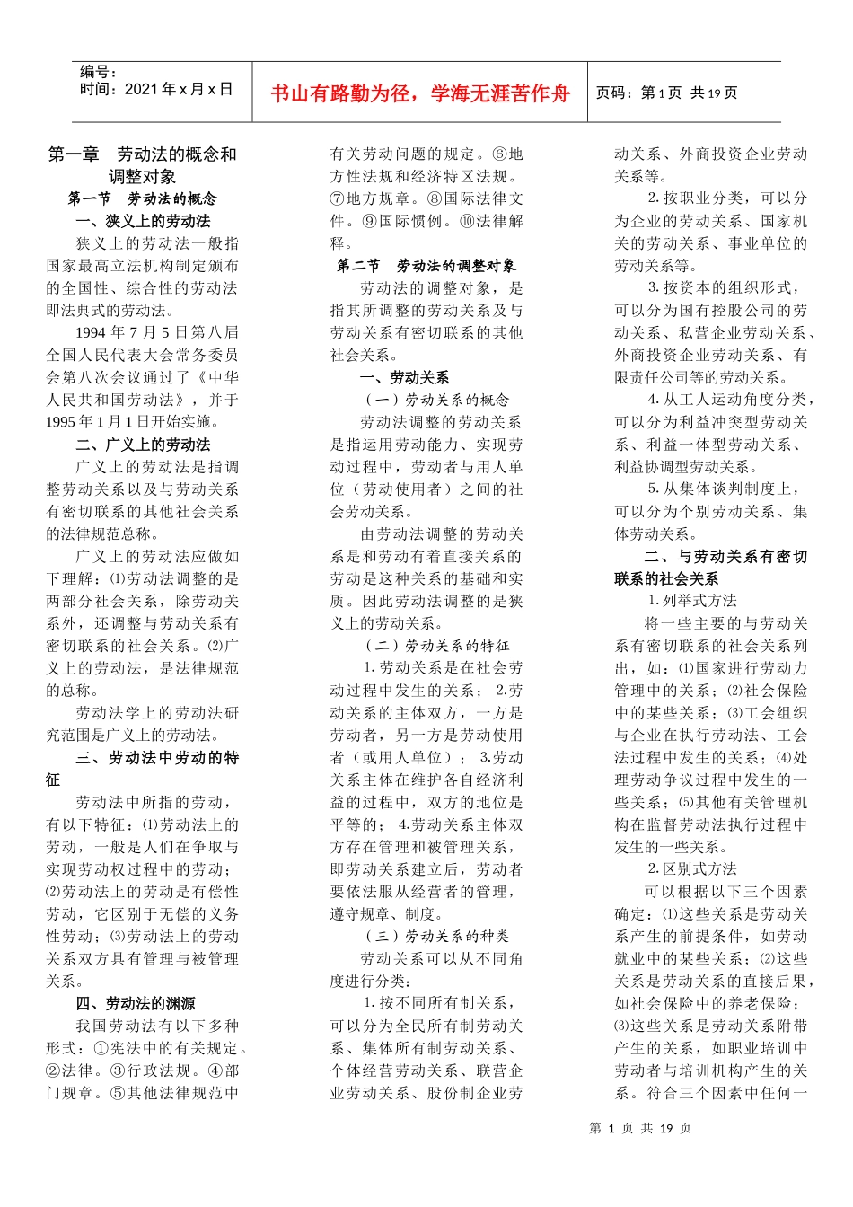 自考劳动法教材梳理_第1页