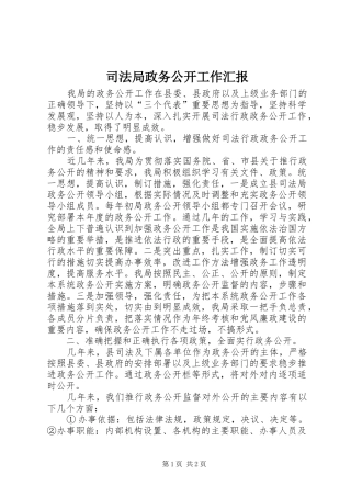 司法局政务公开工作汇报 