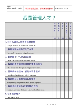 管理人考核表