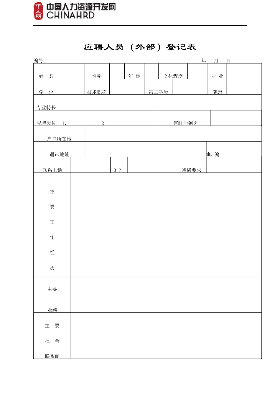最完整全套人事行政表格（DOC63页）_第1页