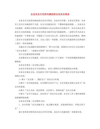 《安全文化》之企业安全文化的内涵包括企业安全理念 