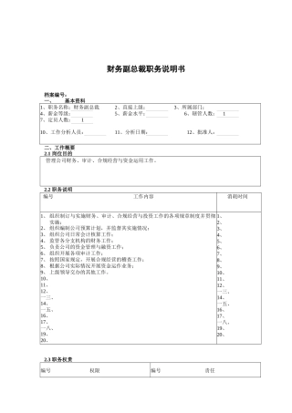 财务副总裁岗位职责