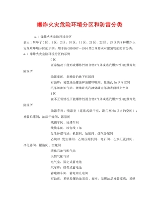 《安全技术》之爆炸火灾危险环境分区和防雷分类 