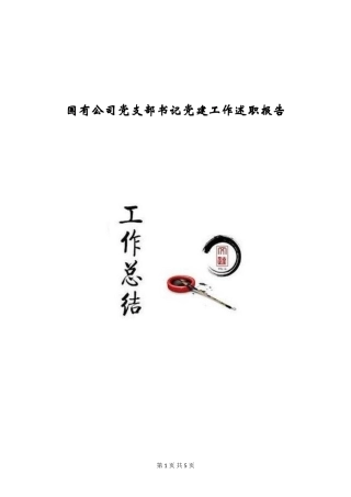 国有公司党支部书记党建工作述职报告