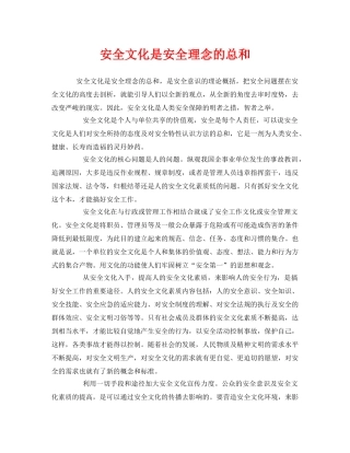 《安全文化》之安全文化是安全理念的总和 