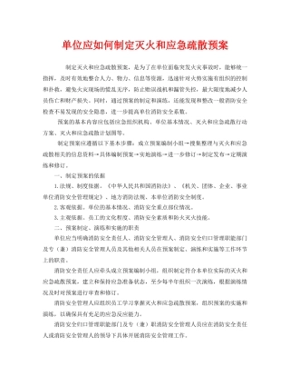 《安全管理应急预案》之单位应如何制定灭火和应急疏散预案 