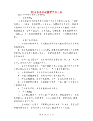 2018学年小学德育工作计划