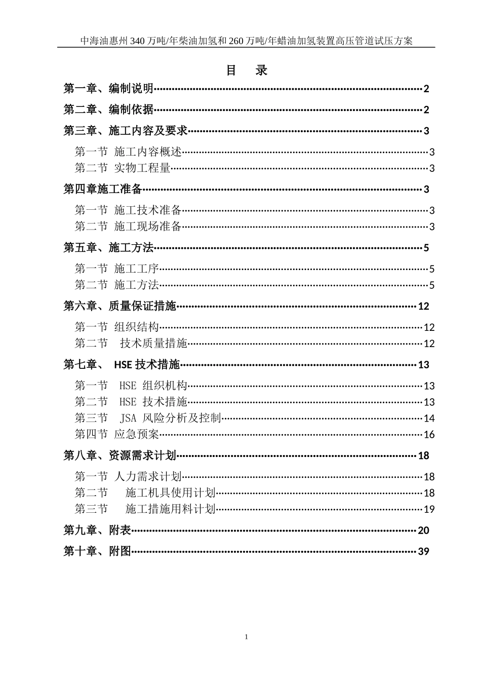 高压管道试压方案(300公斤压力)_第1页