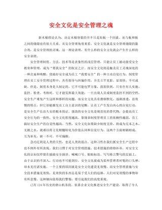 《安全文化》之安全文化是安全管理之魂 
