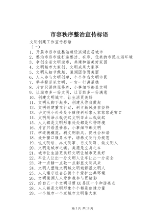 市容秩序整治宣传标语大全