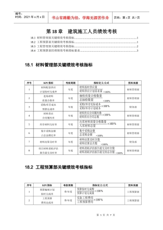 建筑施工人员绩效考核