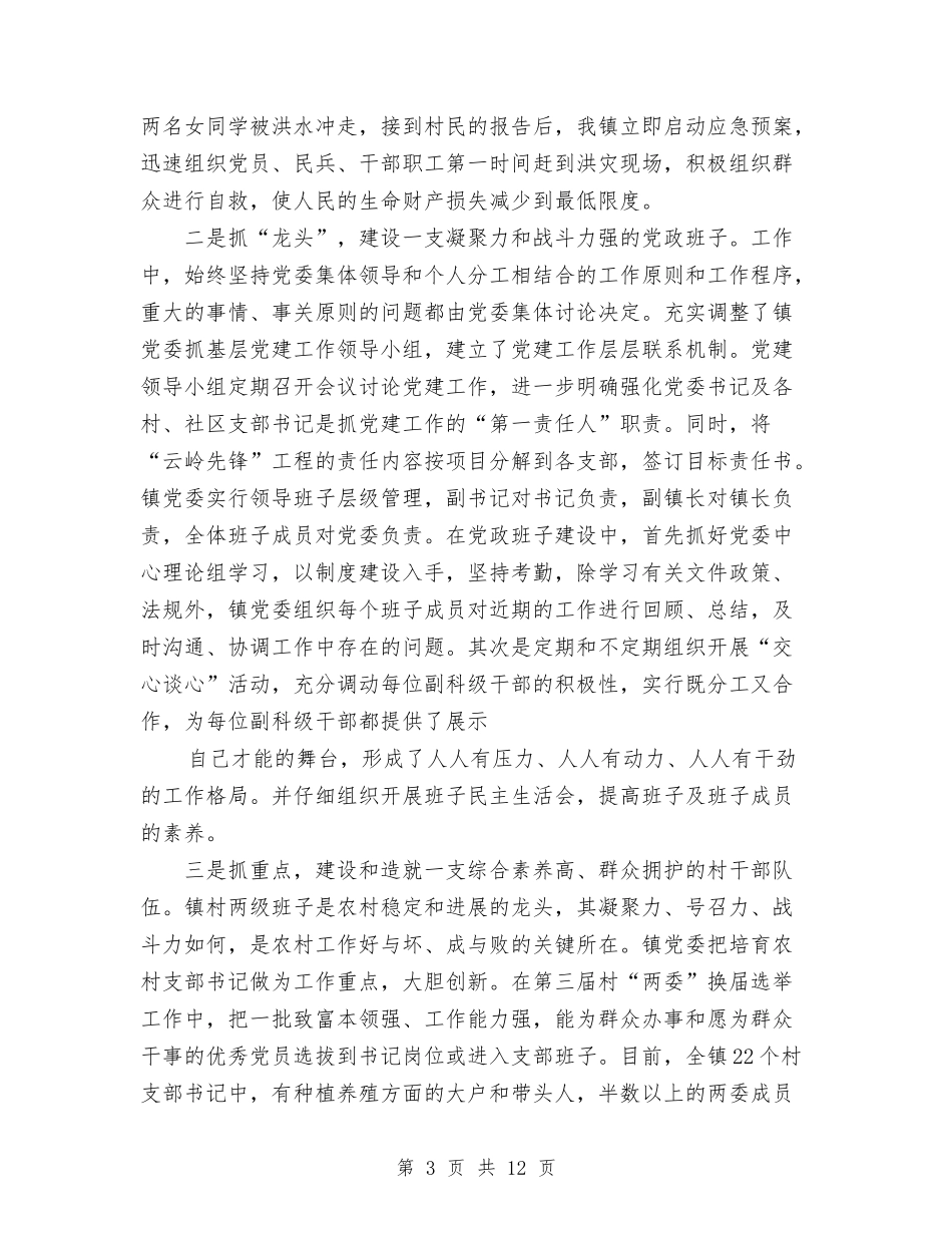 2024年乡镇农村党建工作总结范文汇报与2024年乡镇农民负担执法检查工作总结汇编_第3页