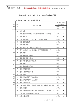 建设工程竣工档案归档范围
